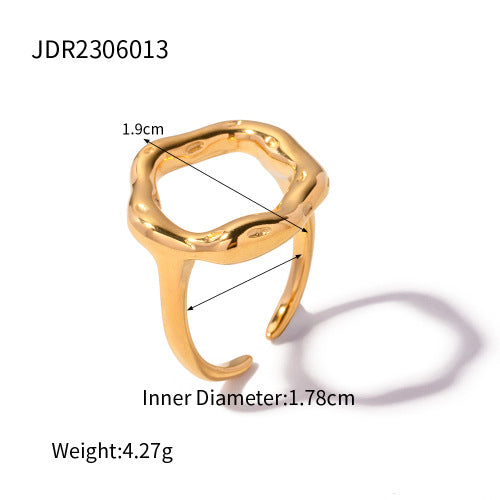 Fashion Business Casual Teardrop Geometric Plated Stainless Steel Ring for Women