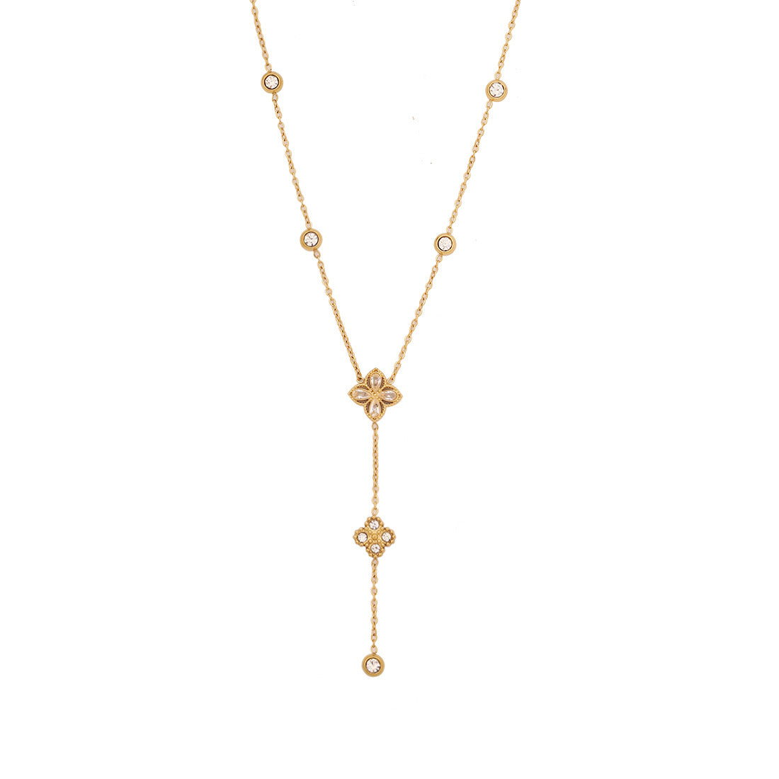 Fashion OL Heart-Shaped Y-Necklace in Stainless Steel with Plated Finish for Women