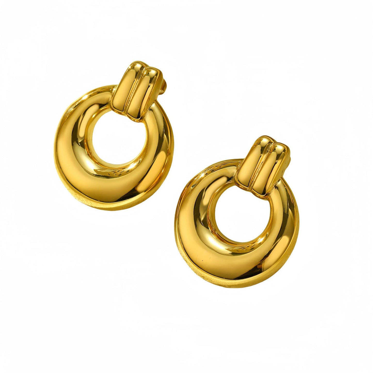 Pendientes de aro geométricos vintage de acero inoxidable con chapado en oro de 18 quilates para mujer