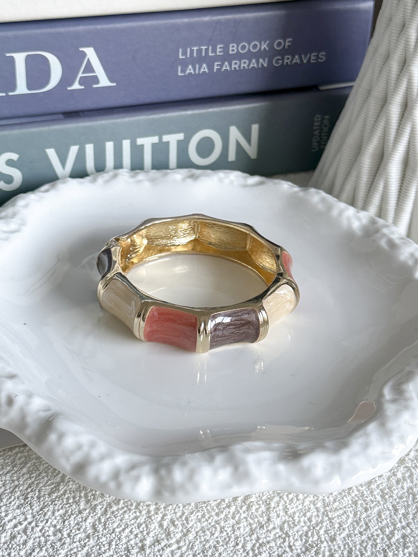 Vintage Geometric Enamel Plated Alloy Cuff Bracelet