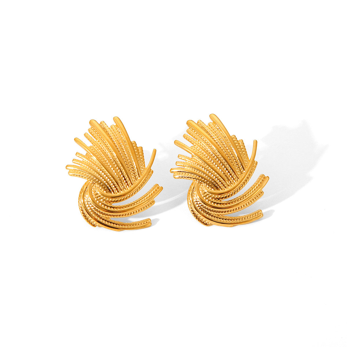 Geometric Firework Ray Design Stainless Steel Stud Earrings for Women with Plated Finish