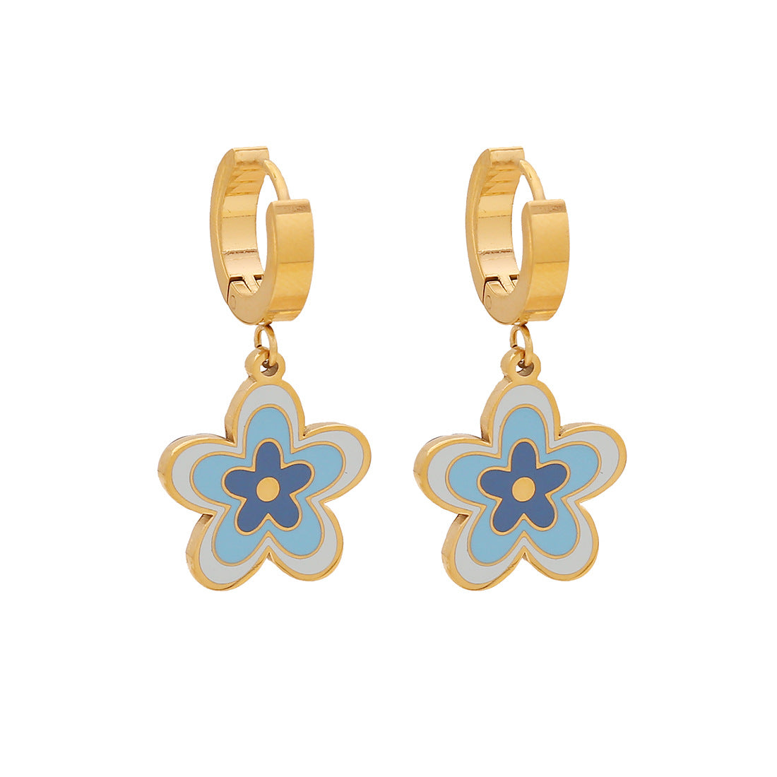 Natural Floral Butterfly Pendant Necklace in Stainless Steel with Plated Finish for Women