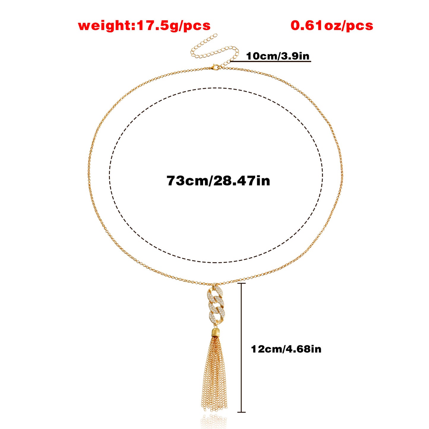 Minimalist Geometric Pendant Necklace with Tassel and Rhinestone Accents on Electroplated Alloy 8-Shape Chain for Women