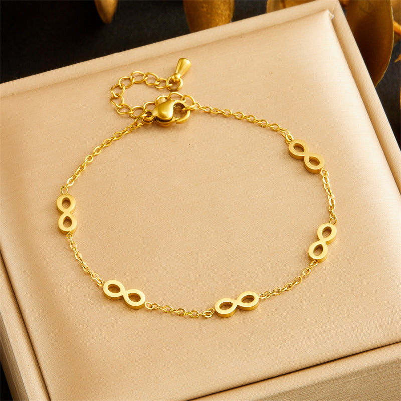 Conjunto de collar, pendientes y pulsera minimalistas bañados en acero inoxidable con forma de número para mujer