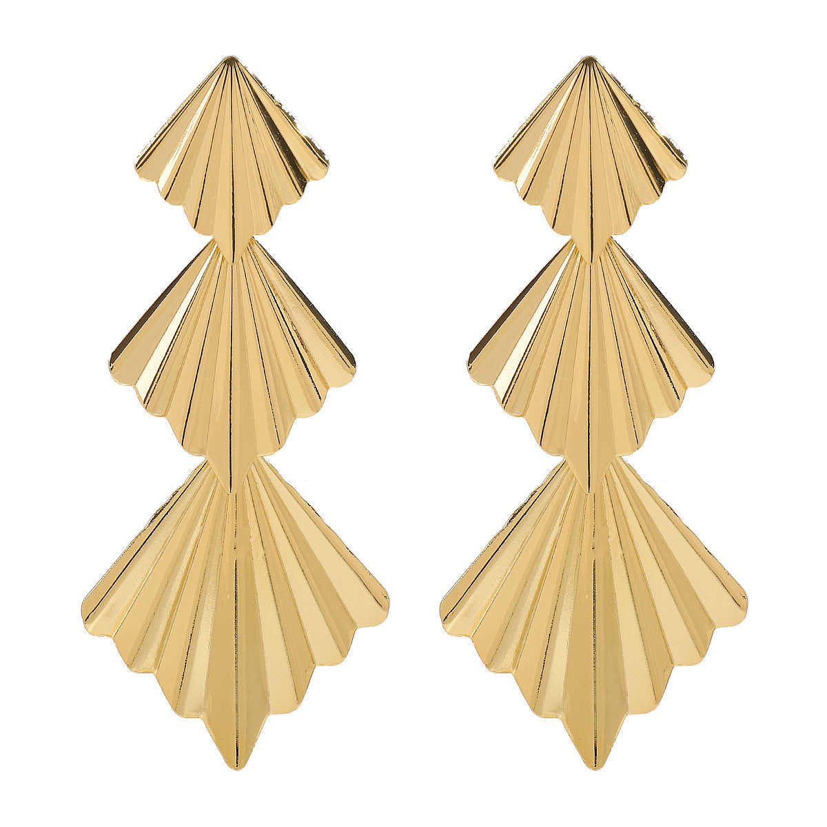 Pendientes minimalistas de triángulo geométrico irregular con forma de abanico para mujer con acabado de hierro chapado