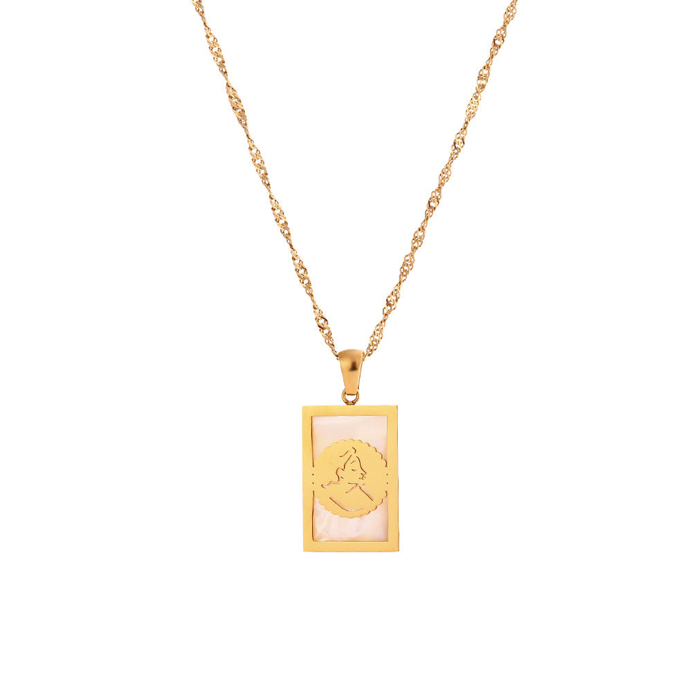 Collana Pendente da Donna a Guscio Geometrico Minimalista in Acciaio Inossidabile con Placcatura in Oro 18K