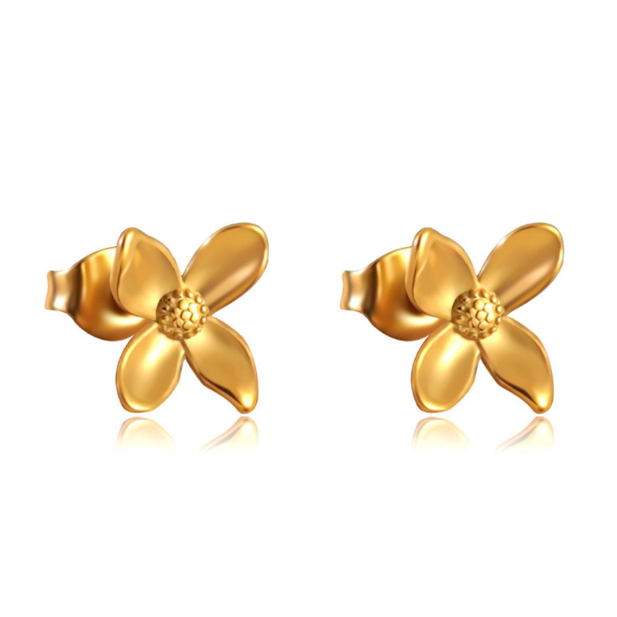 Minimalist Luxury Gold Plated Stainless Steel Floral Earrings for Women