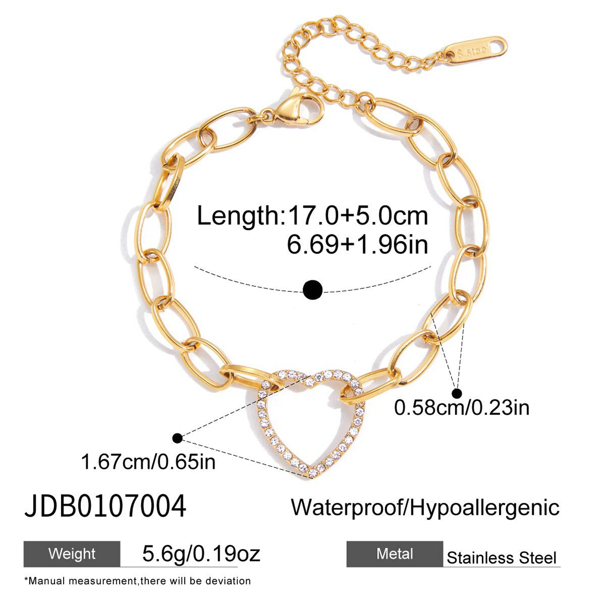 Elegant Heart-Shaped Titanium Steel Bracelet for Women with Plated Finish, Minimalist Geometric Design Fashion Accessory