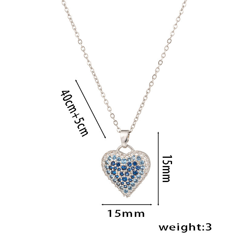 Collar minimalista de acero de titanio con forma de corazón para mujer con incrustaciones de diamantes de imitación y cadena tipo O
