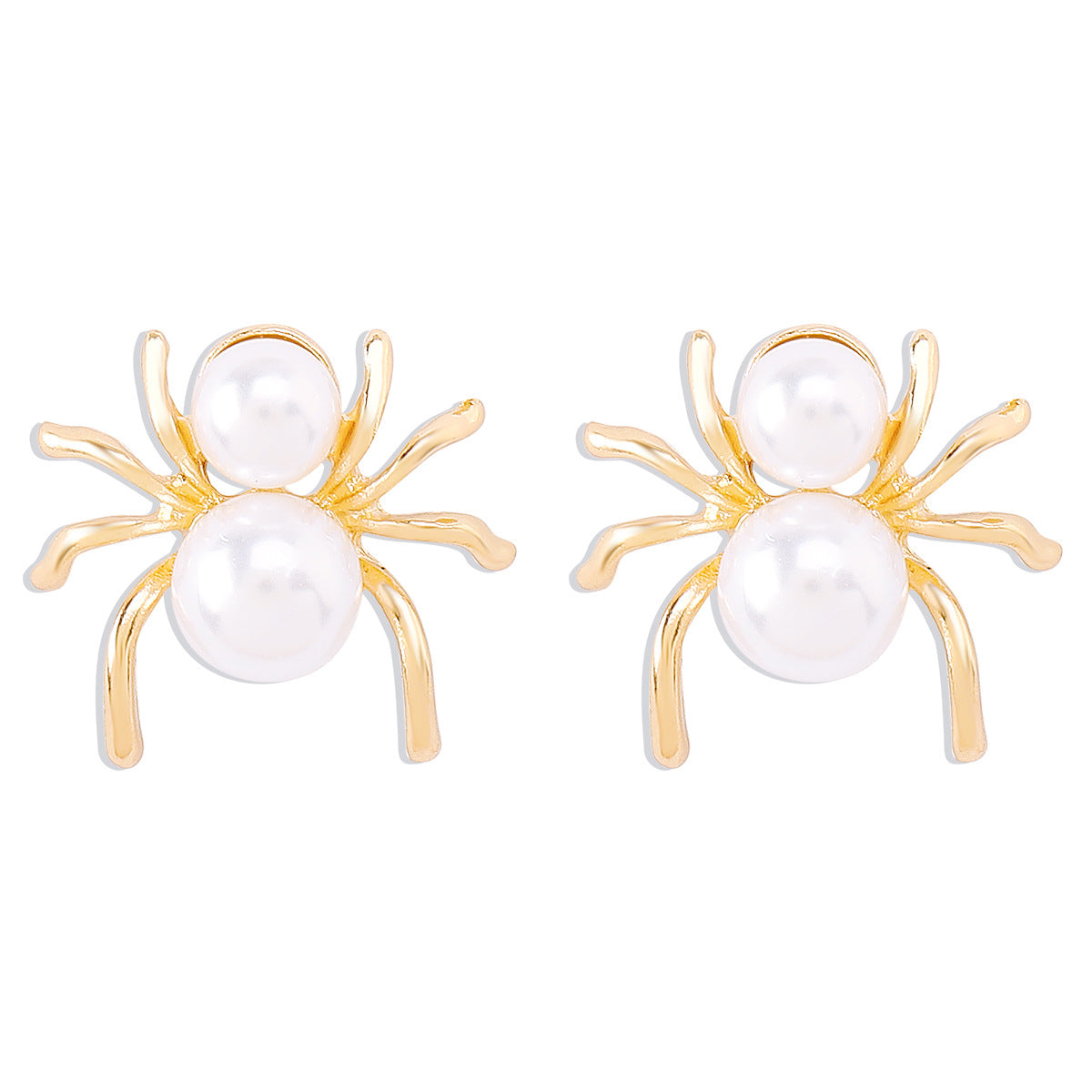 Vintage Spider Stud Earrings in Alloy with Imitation Pearl Finish Electroplated for Women
