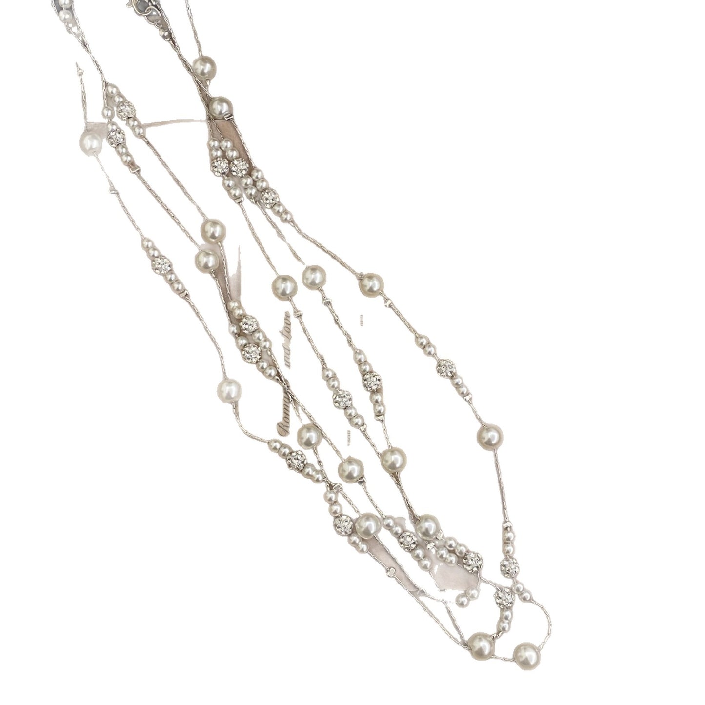 Collana con ciondolo in perle geometriche in stile francese vintage con intarsio di strass da donna, catena leggera per maglione, gioielli di lusso minimalisti