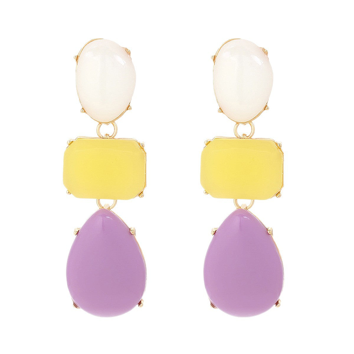 Pendientes de Resina Geométrica Minimalista en Colores Jalea con Base de Aleación Chapada en Oro para Mujer