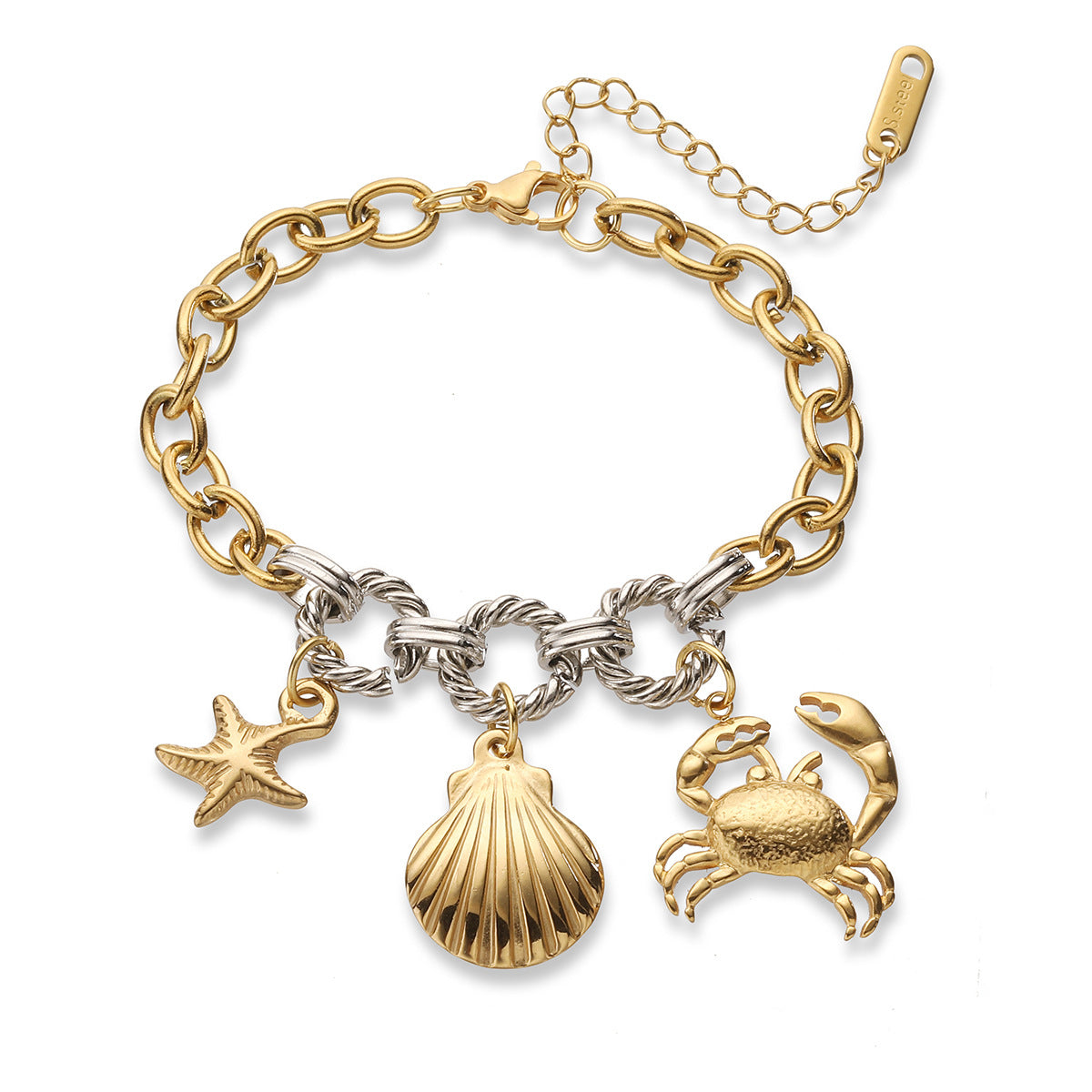Bracciale da donna vintage geometrico in acciaio inossidabile con placcatura in oro 18 carati e design a colori contrastanti
