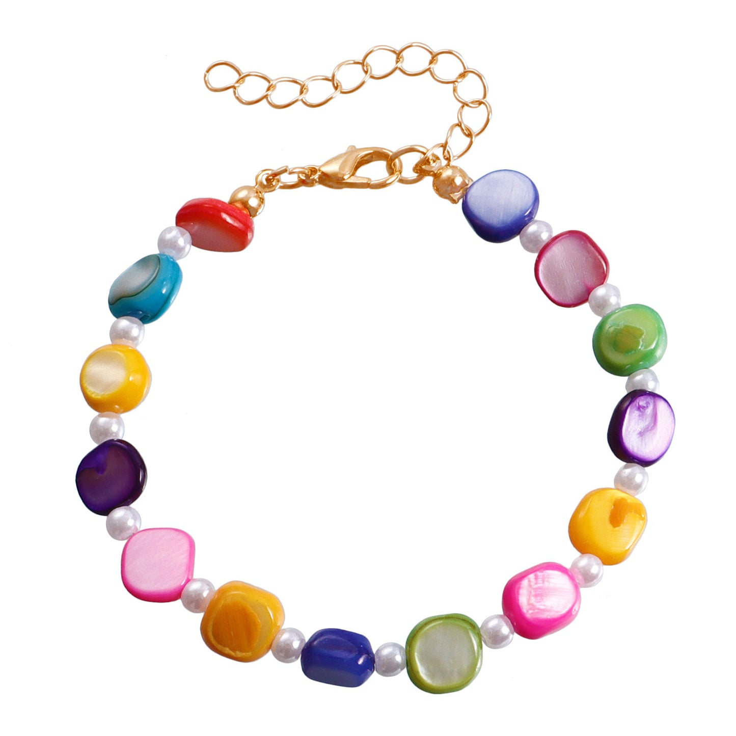 Collar Pendiente Bohemio Geométrico de Perlas y Conchas Mixtas Electrochapadas para Mujer
