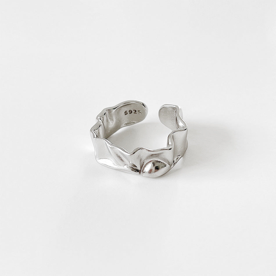 Anillo Abierto Geométrico Minimalista de Plata de Ley 925 con Baño Mate para Mujer