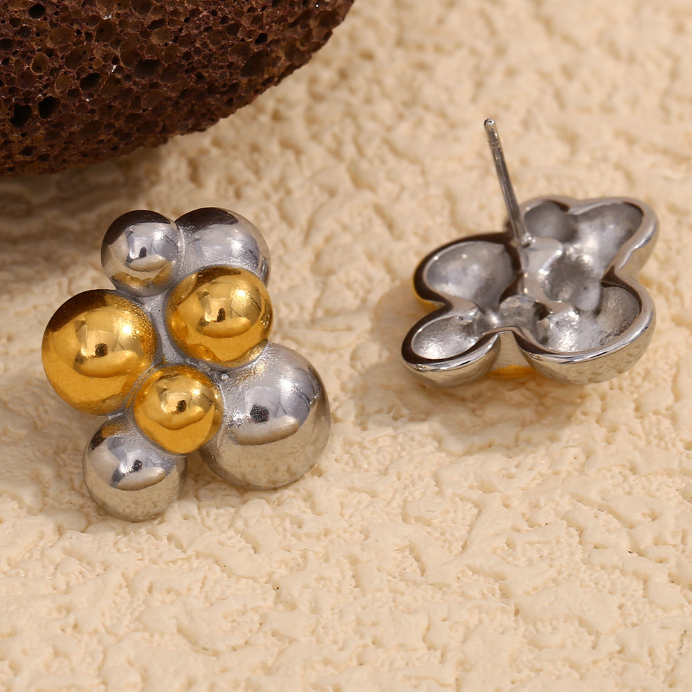 Orecchini da donna alla moda in acciaio inossidabile con design geometrico e placcatura in oro 18 carati