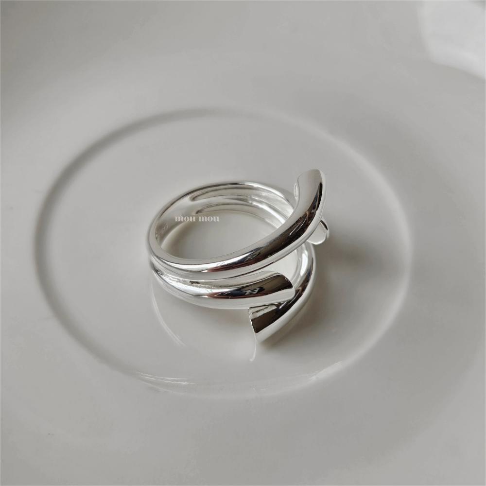 Minimalist S925 Sterling Silver Line Ring with Bowknot Detail for Women