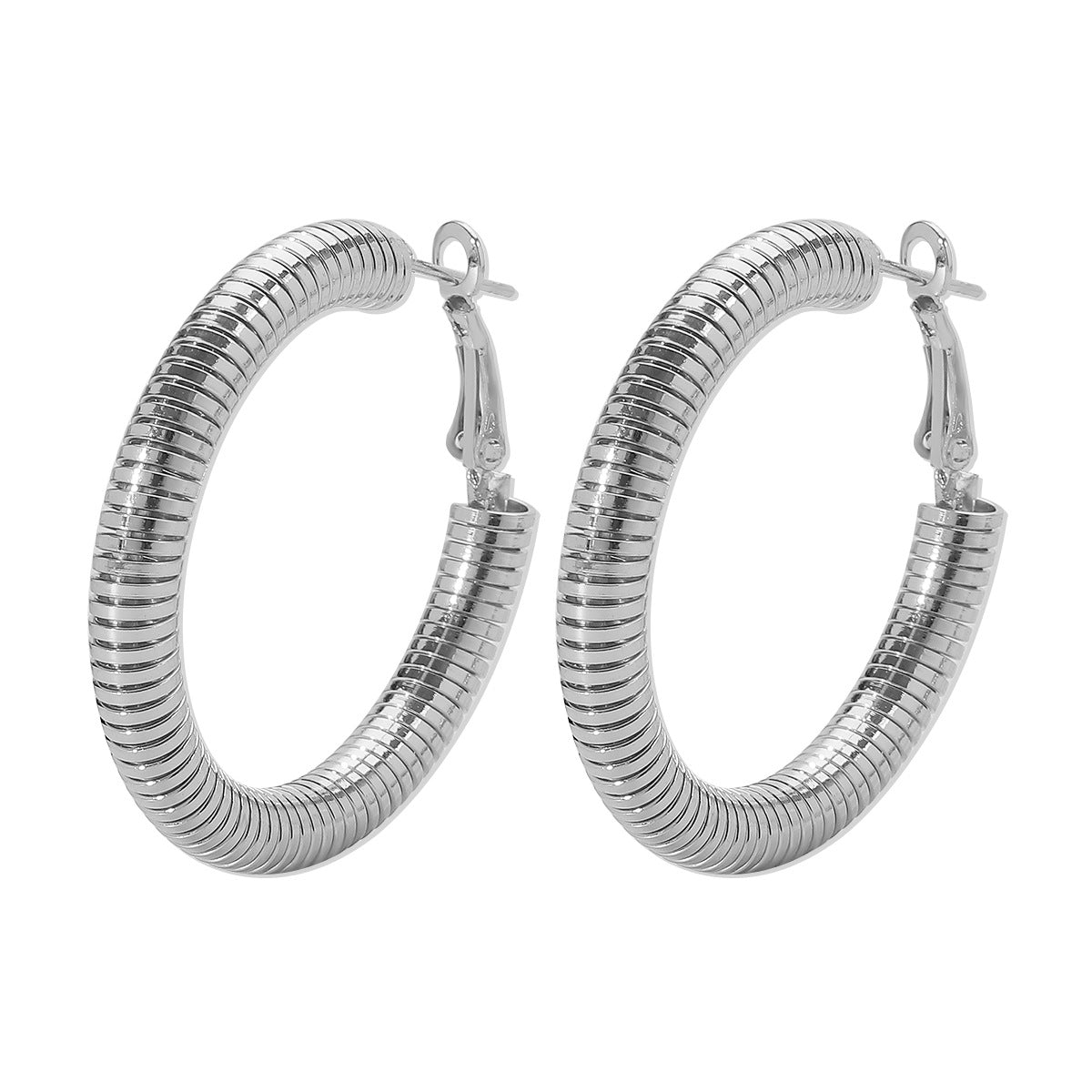Pendientes de aro con espiral geométrica para mujer con acabado chapado, estilo dulce y atrevido