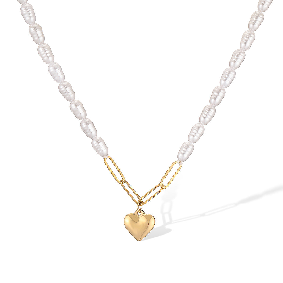 Collana Pendente Minimalista a Cuore in Acciaio Inossidabile con Placcatura in Oro 18K da Donna
