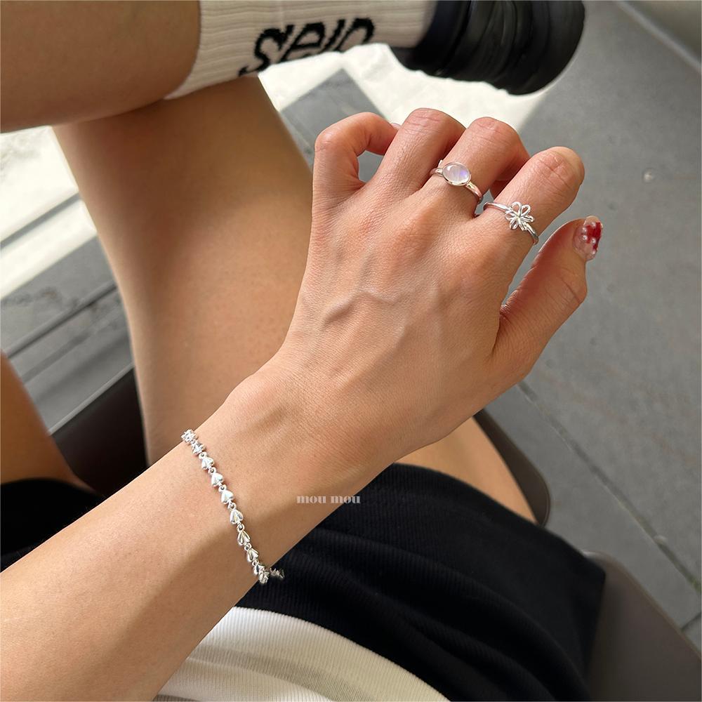 Bracciale Minimalista a Cuore in Argento Sterling S925 con Design Geometrico