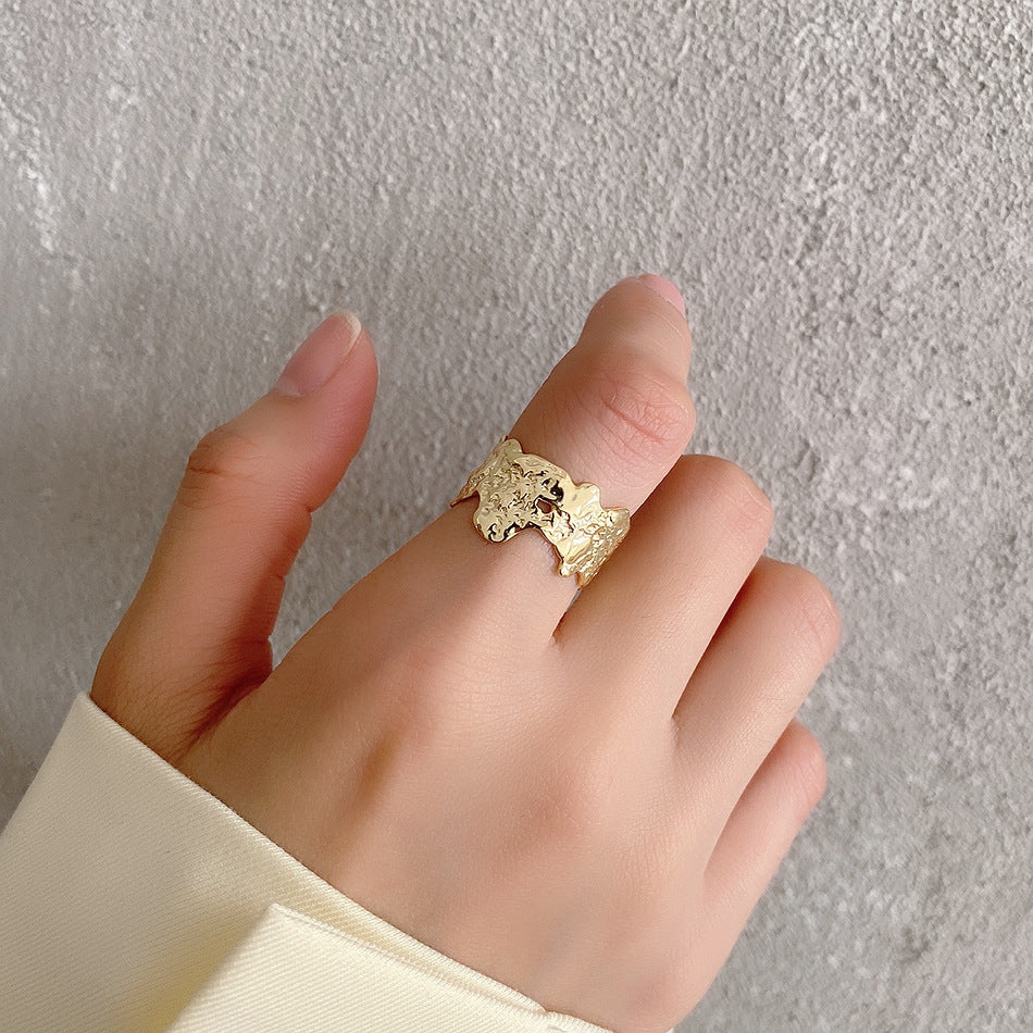 Irregular Textured 925 Sterling Silver Ring for Women