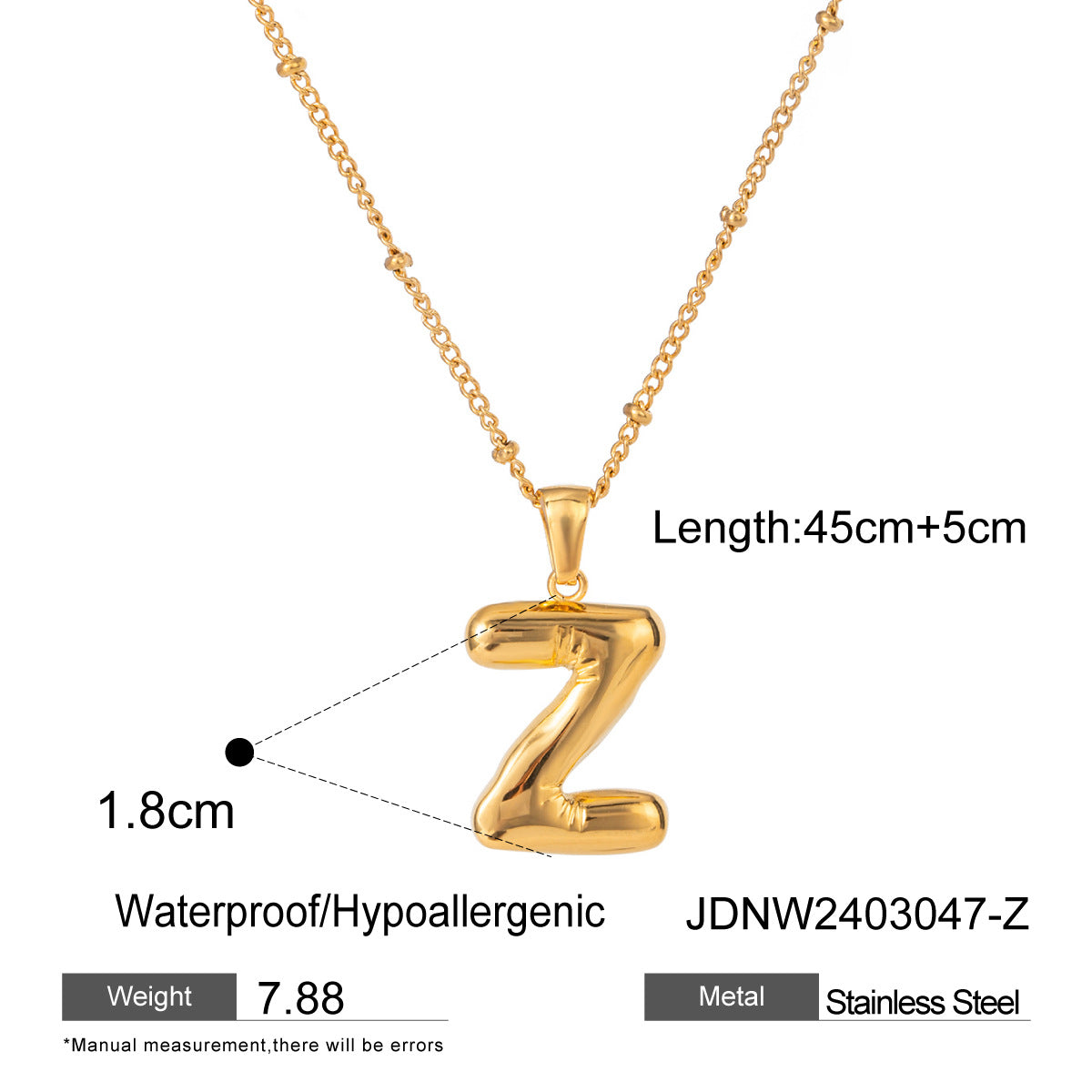Minimalist Stainless Steel Letter Pendant Necklace Plated Titanium Steel Chain for Women