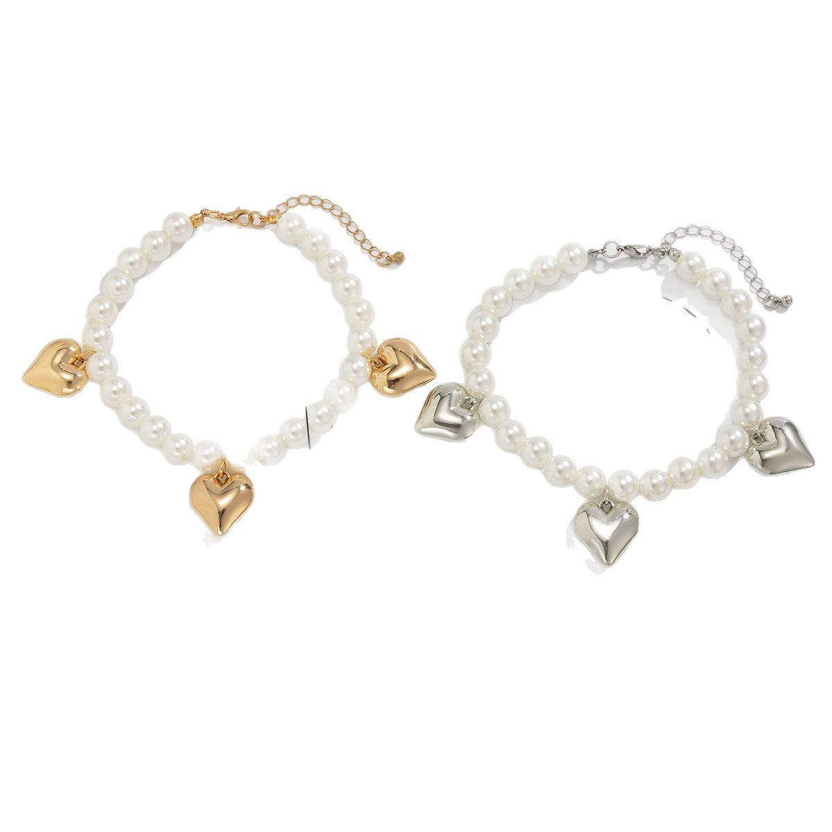 Cavigliera con fiocco a cuore in perle finte da donna