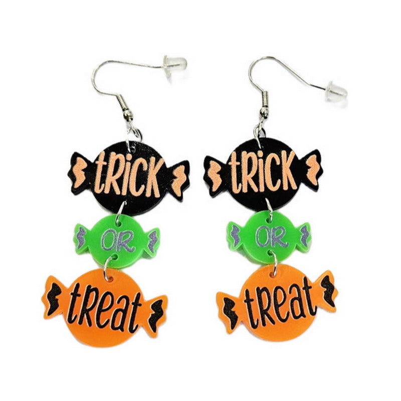 Orecchini dolci e spigolosi di Halloween in acrilico geometrico con charms a forma di caramella