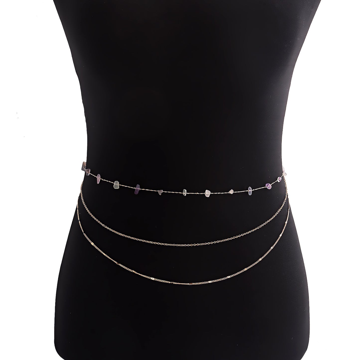 Bohemian Style Multi-Loop Waist Chain for Women Made of Metal with Natural Turquoise Accents