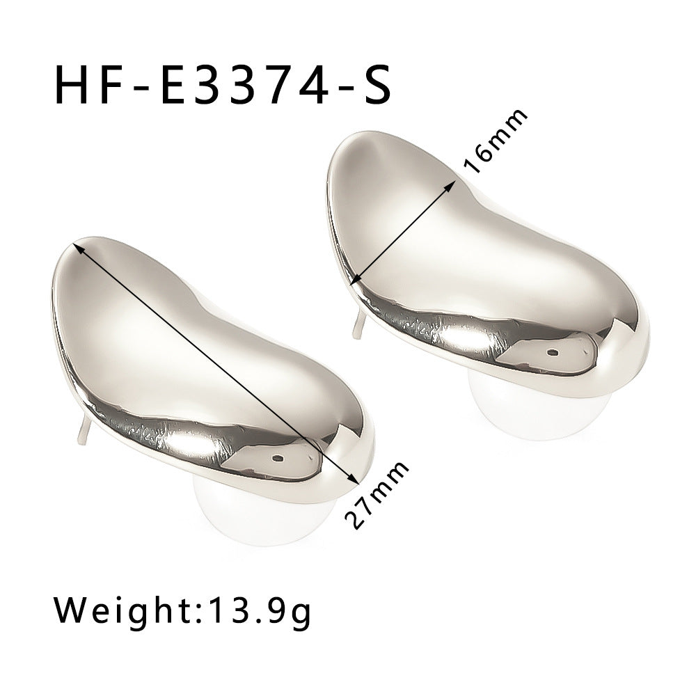 Minimalist Geometric Stainless Steel Gold-Plated Ear Cuffs with Pearl Inlay for Women