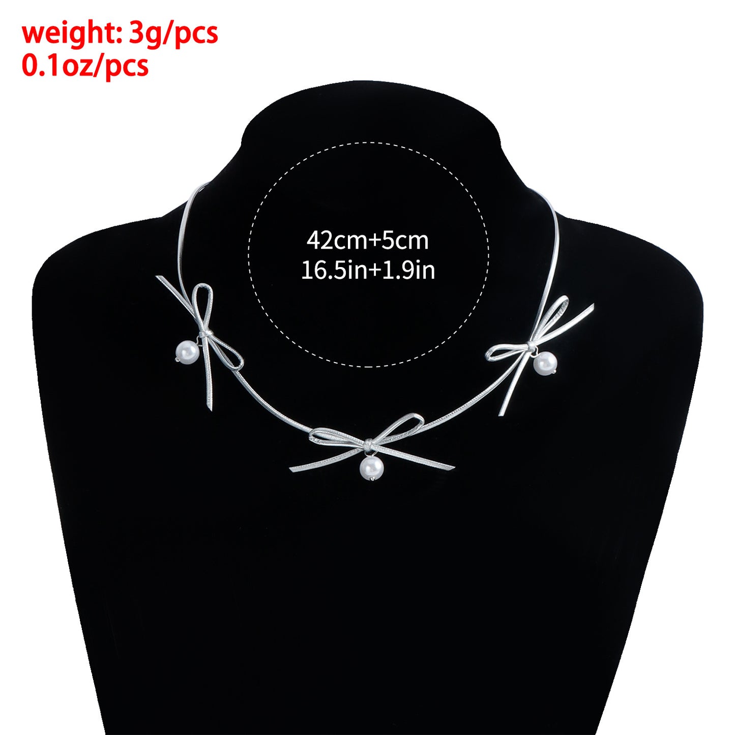 Elegante Collar con Colgante en Forma de Lazo para Mujer con Detalles de Perlas de Imitación y Nácar, Cadena de Clavícula Bañada en Plata