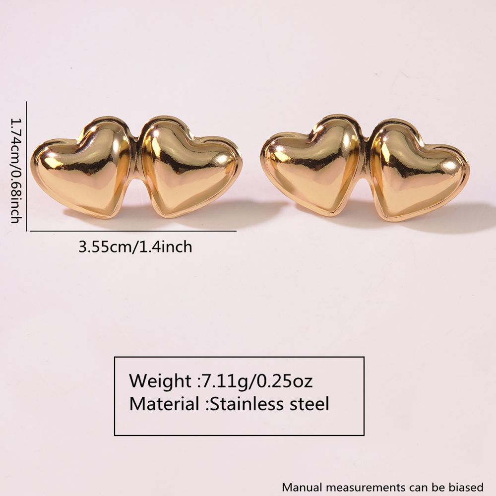 Sweet Streetwear Heart Plated Stainless Steel Earrings