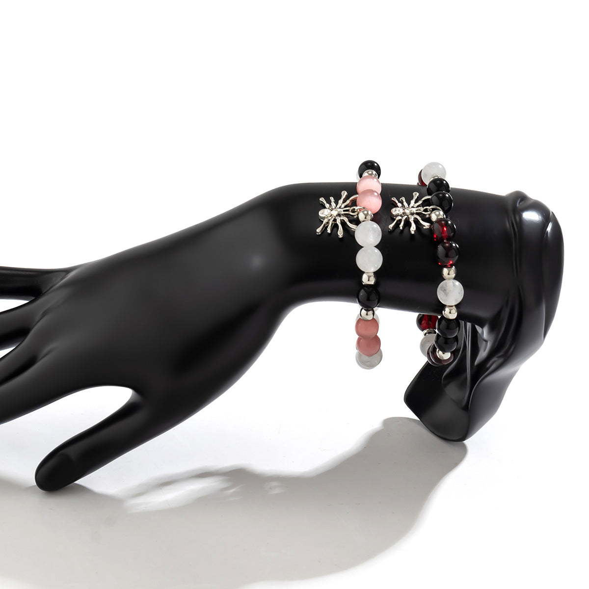 Juego de pulsera con colgante de araña geométrica dulce y atrevida con cuentas de aleación y acabado chapado para mujer