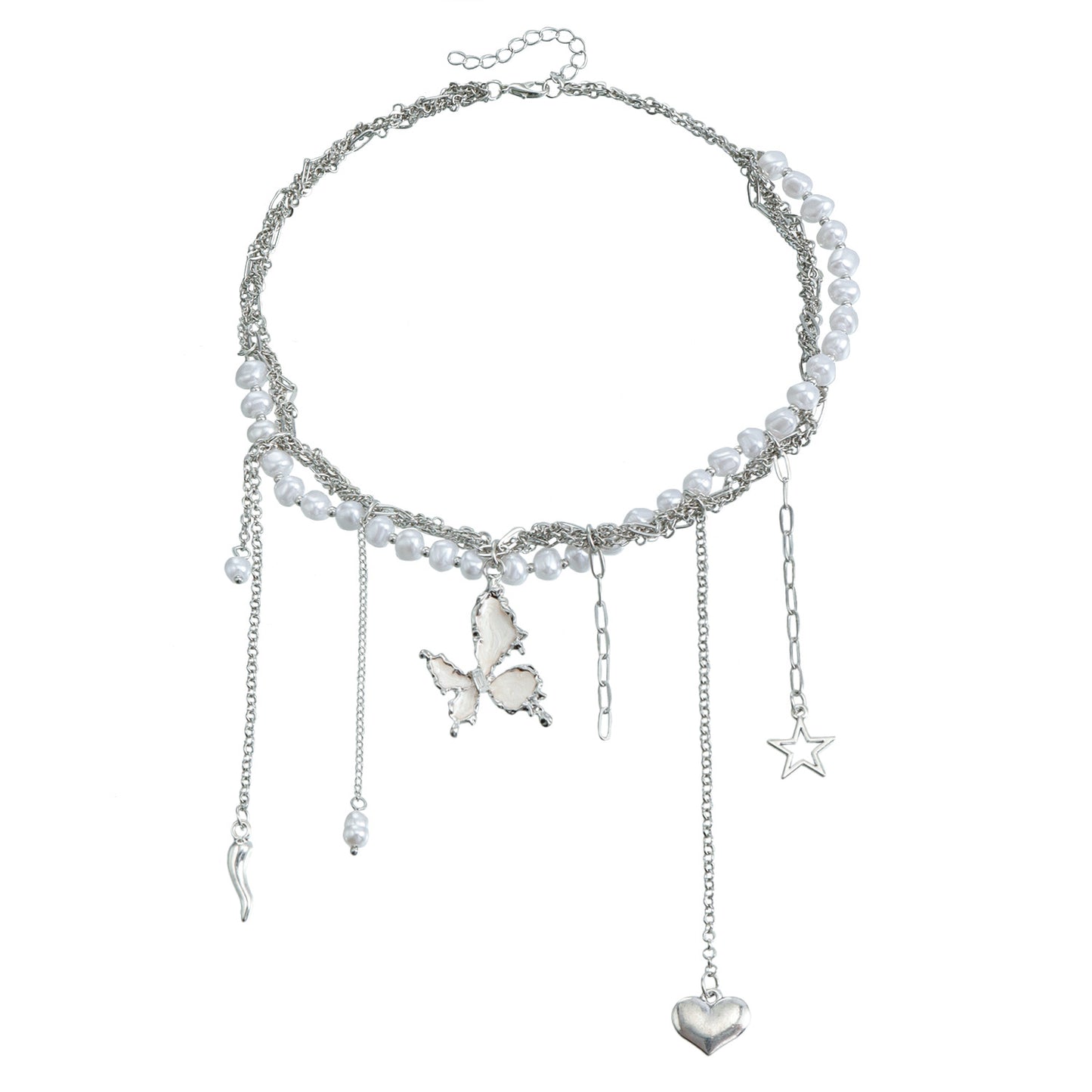 Minimalist Geometric Star Cross Pendant Necklace with Plated Alloy and Tassel Detail for Women