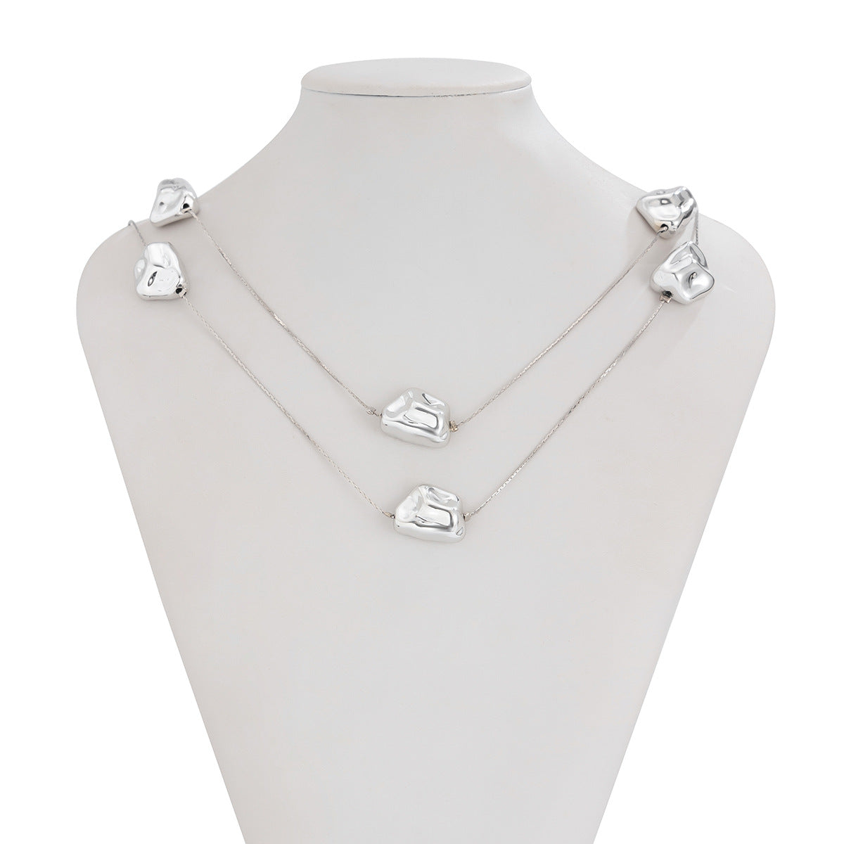 Collar con colgante geométrico vintage francés con cadena de cobre chapado y detalles de borlas para mujer