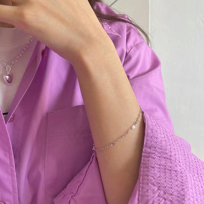 Pulsera Trenzada Minimalista de Plata de Ley 925 con Diseño Geométrico de Líneas Finas en Forma de Corazón