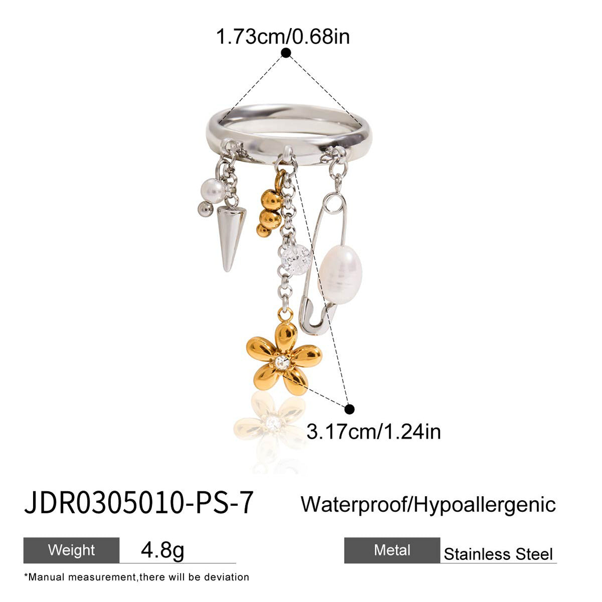 Anillo de borla geométrico en acero de titanio con acabado chapado para mujer Joyas minimalistas de lujo