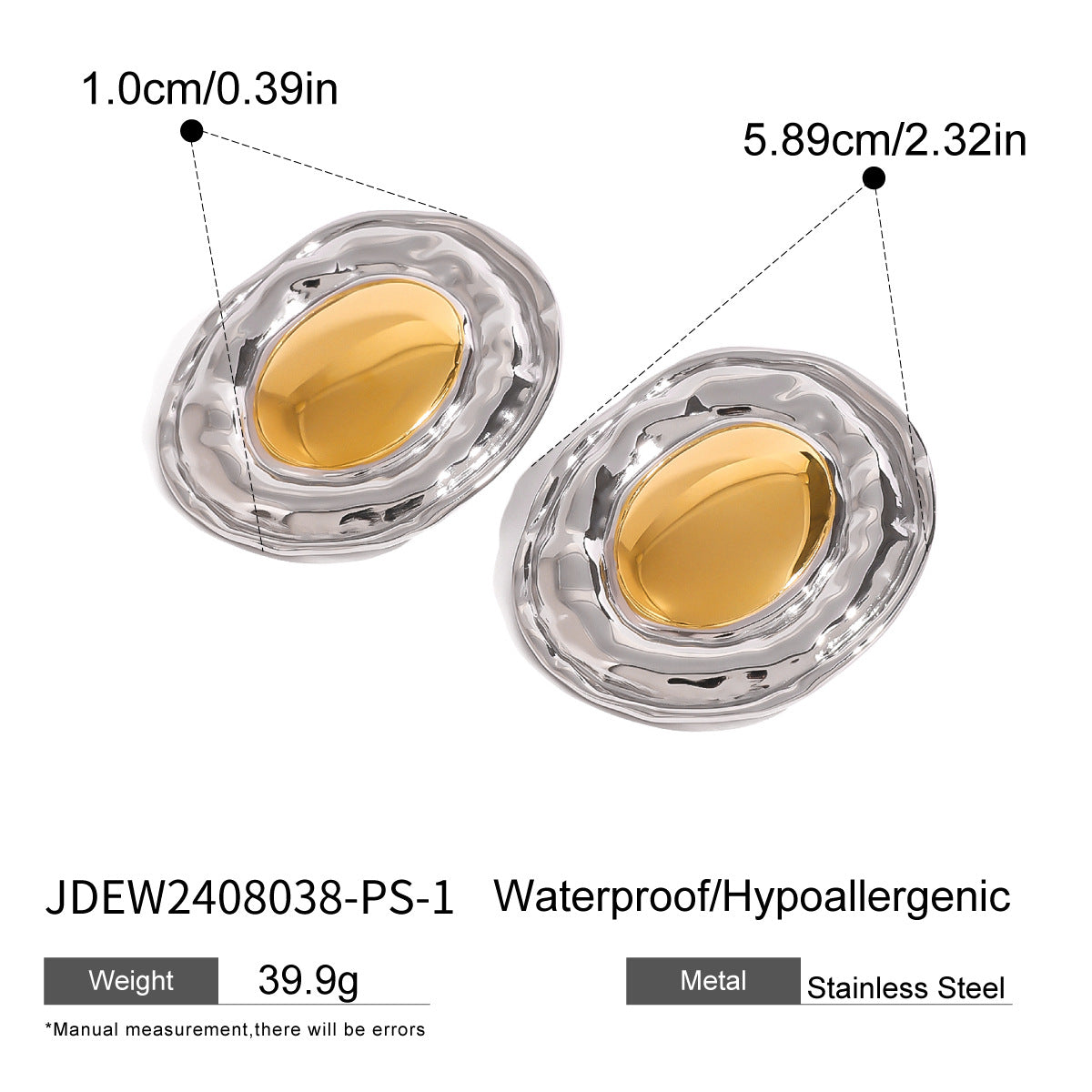 Orecchini geometrici vintage in acciaio inossidabile placcati oro e argento da donna
