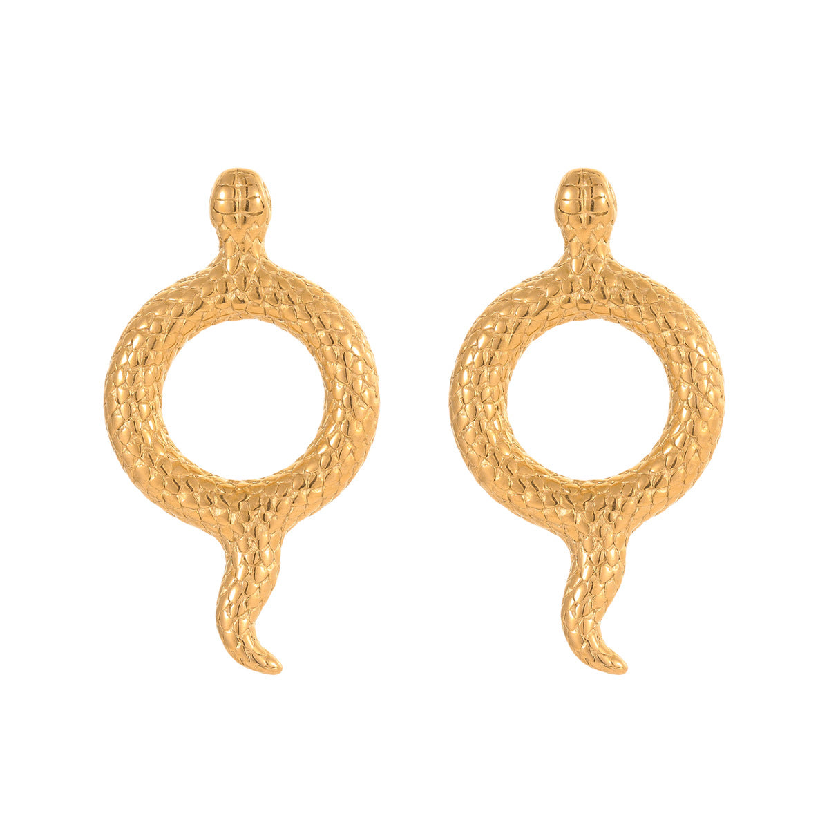 Fashionable Geometric and Animal-Shaped Stainless Steel Snake-Style Earrings with 18K Gold Plating Waterproof Minimalist Women's Ear Jewelry