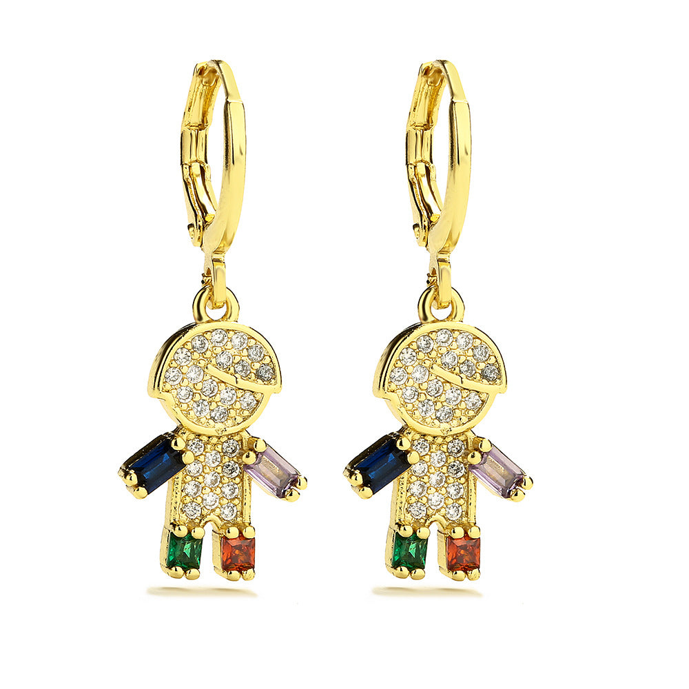 Minimalist Geometric Copper Pendant Earrings with Micro-Pave Zirconia for Women and Men