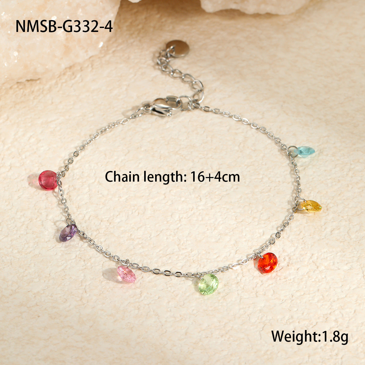 Bracciale geometrico alla moda in acciaio al titanio con intarsi colorati di zirconi placcati per donne, gioielli ipoallergenici di lusso impilabili