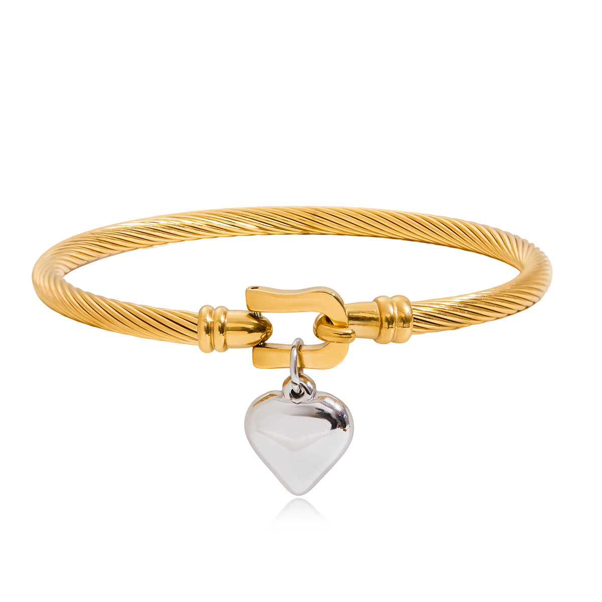 Pulsera de Corazón de Acero Inoxidable con Baño de Oro de 18K de Lujo Minimalista para Mujer