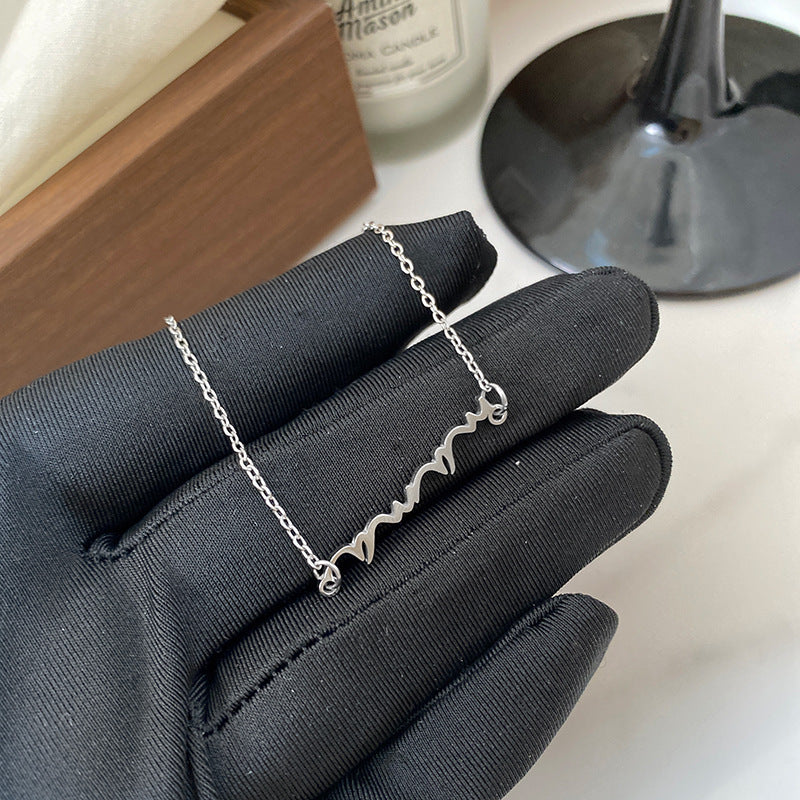 Minimalist Titanium Steel Letter Pendant Necklace Plated Cable Chain Unisex Jewelry