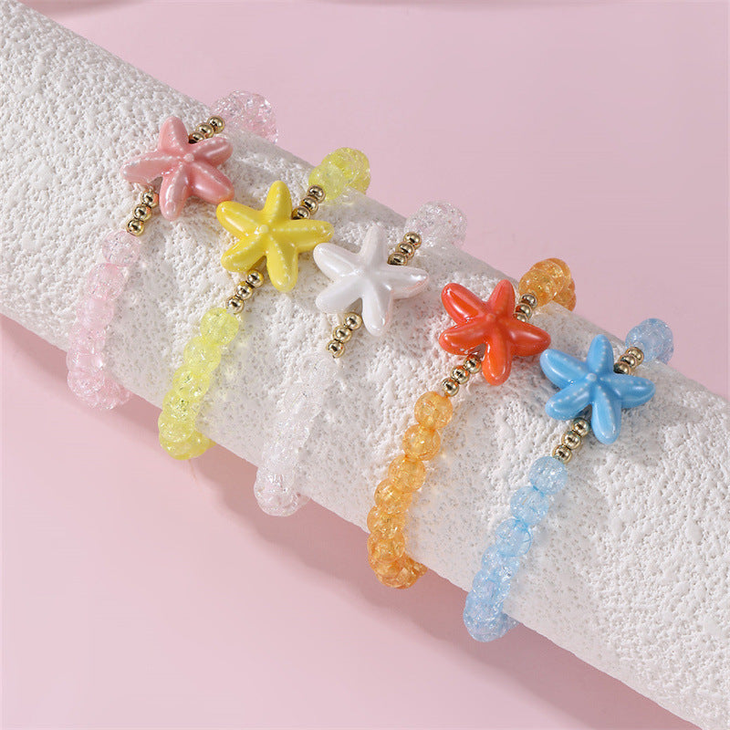 Pulsera infantil con forma de estrella bohemia en tema de océano azul con material de resina y artesanía hecha a mano
