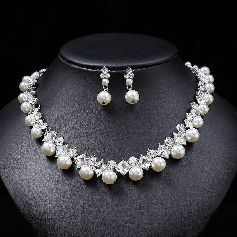 Minimalist Bubble Pattern Plated Alloy Necklace Set for Women with Matching Earrings Adjustable Clavicle Chain