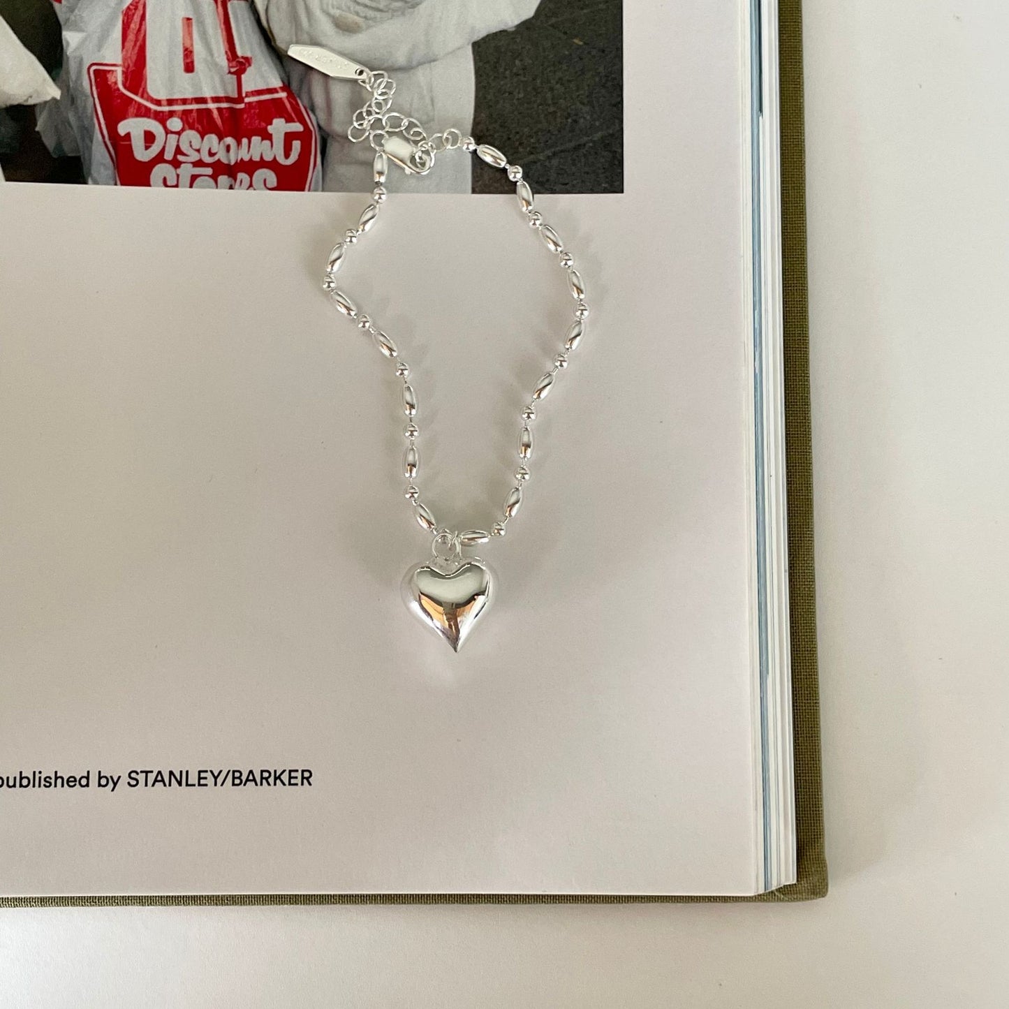 Pulsera de plata esterlina 925 con cuentas de olivo y estrella minimalista para mujer