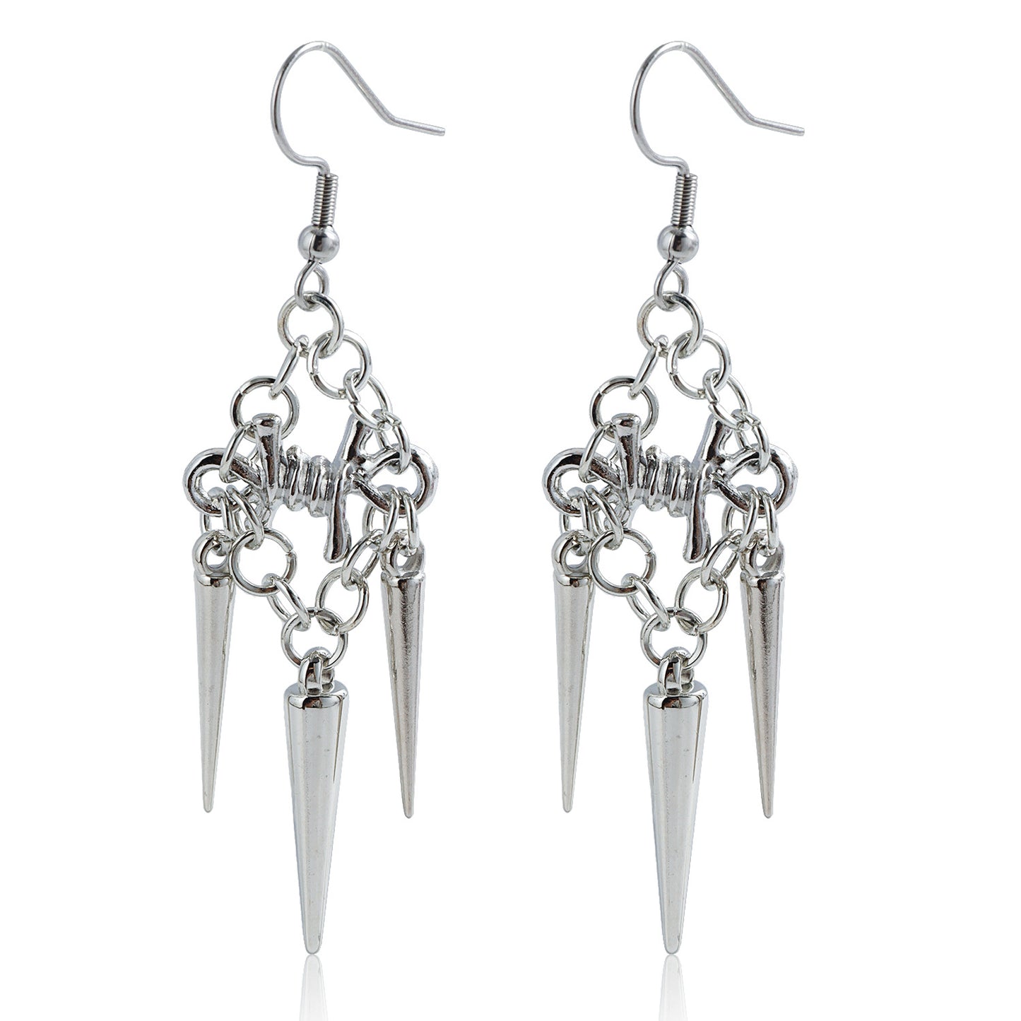 Gothic Long Tassel Rivet Figure-8 Thorn Drop Earrings for Women