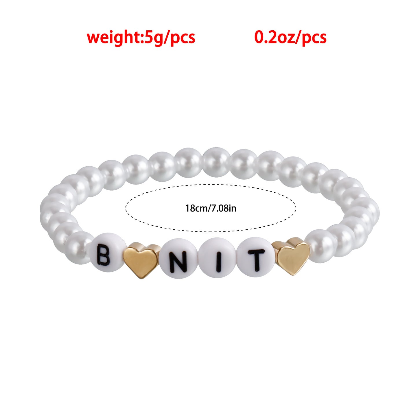 Geometric Style Gold-Plated Fake Pearl Letter Bracelet Set for Women, Music Festival and Concert Fan Gift