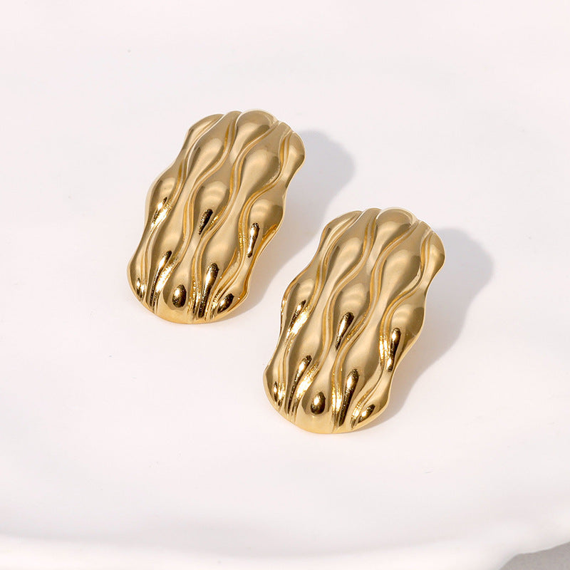 Minimalist Geometric Stainless Steel Earrings with Plated Finish for Women, Modern and Elegant Cold-Tone Fashion Ear Studs