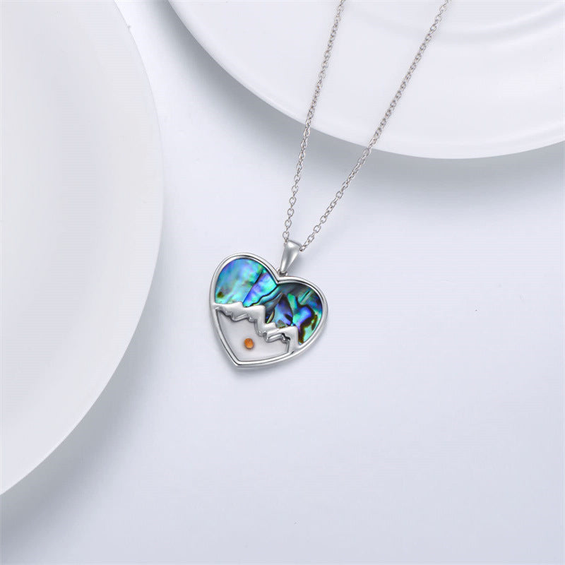 Minimalist Faith Heart-Shaped Stainless Steel Pendant Necklace with Polished Titanium Steel Charm and Geometric Outline